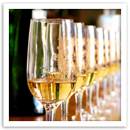 Champagne flutes at the ready