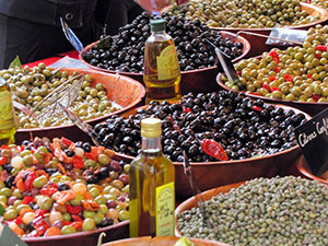 Ingredients and olive oil
